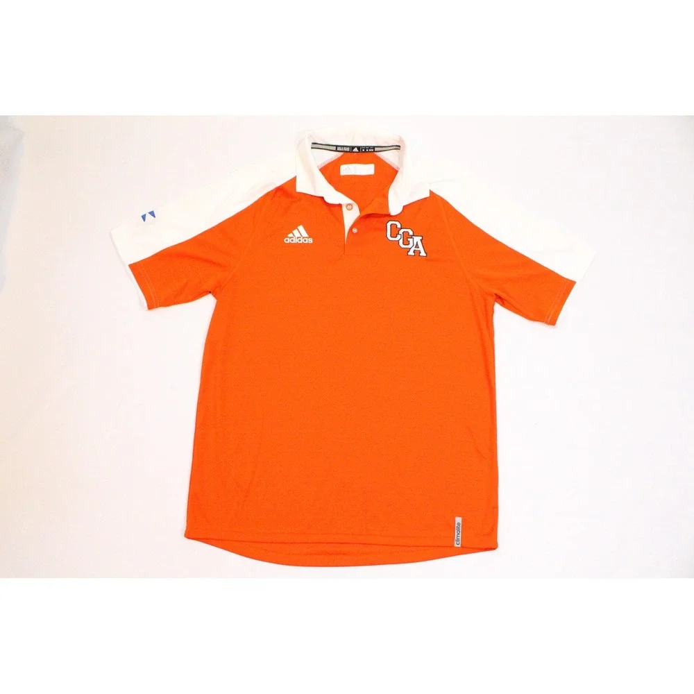 Adidas CGA Coast Guard Academy Climalite Polo Shirt Mens Medium Orange White